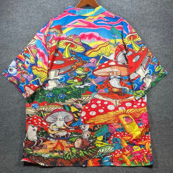 Misslook Psychedelic Button Up Mushroom Shirt Men's 3XL Colorful Party Shrooms - Picture 11 of 12